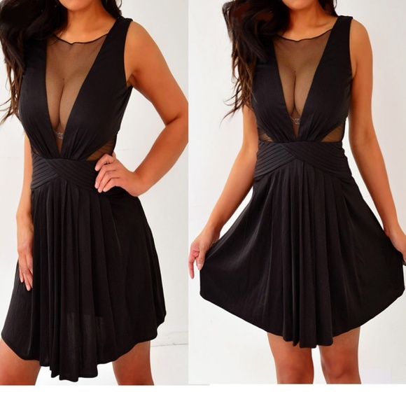 BCBGMAXAZRIA Black Sheer Mesh Short Mini Dress XS - Picture 4 of 8